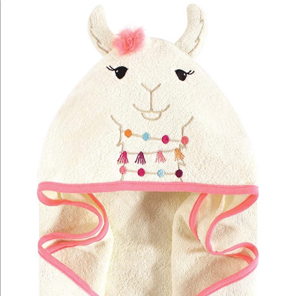 Hooded baby towel - llama